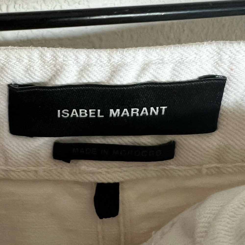 Isabel Marant Nadeloisa Tapered Leg Cotton High Rise Slim Jeans White Trousers 2 - Picture 8 of 13